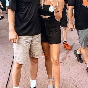 Urban outfitters strapless black romper